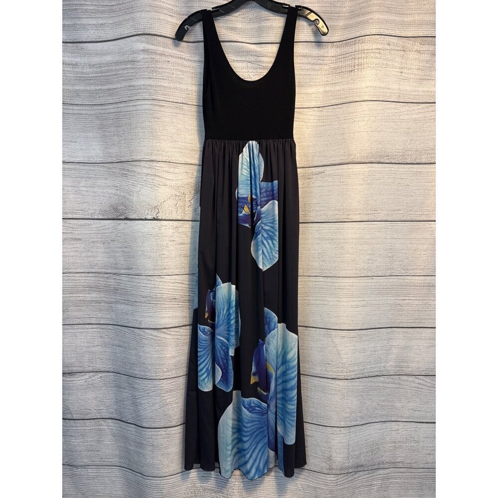 NWT Alice + Olivia Scoop Black & Blue Floral Print Sleeveless Dress Size 2